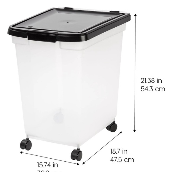 65qt IRIS Airtight Pet Food Storage Container Rolling Bin Holds Up To 50lbs Food - Picture 2 of 9